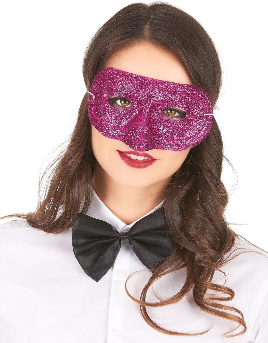 NINGBO PARTY SUPPLIES - Roze glitter masker voor volwassenen - Maskers > Masquerade masker